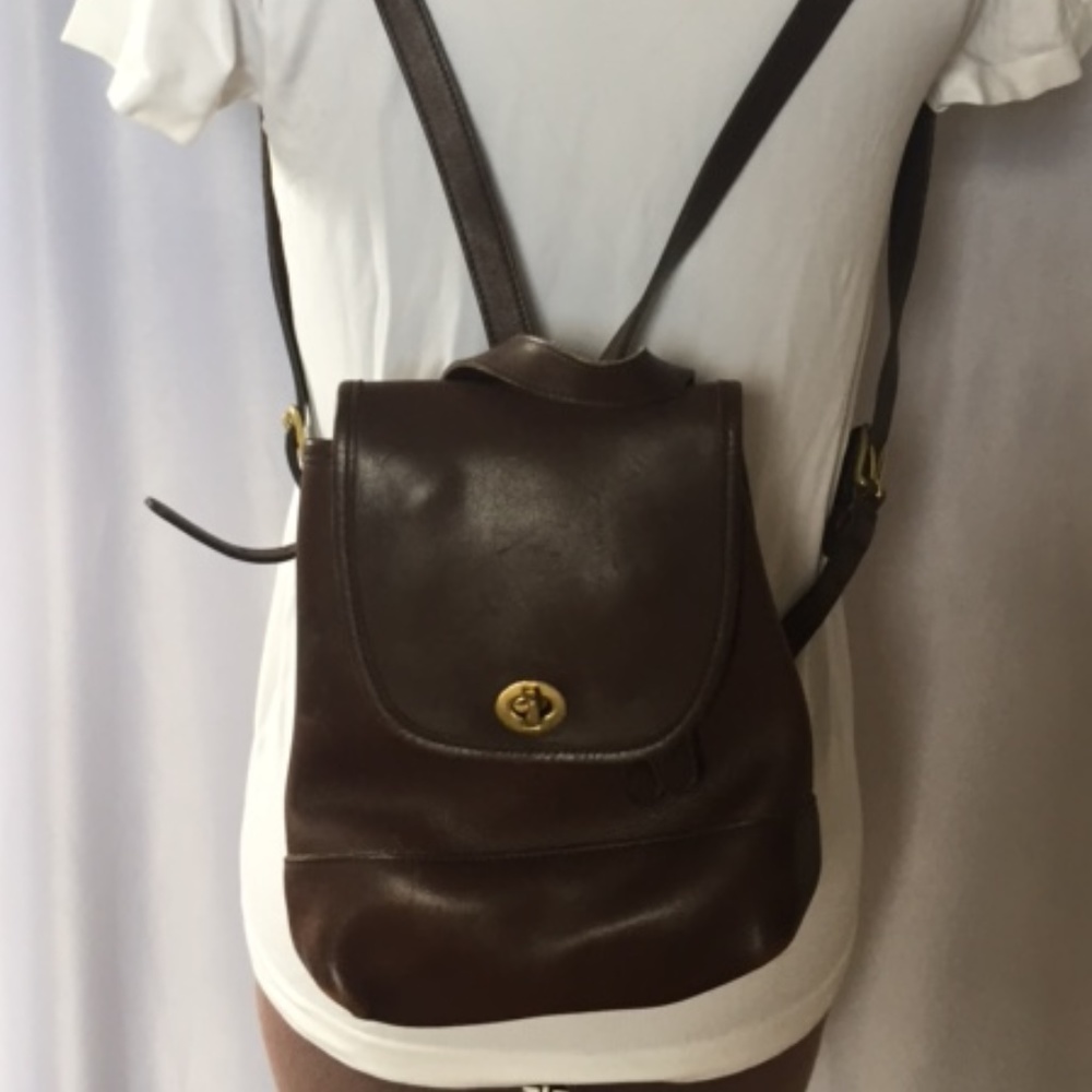 Brown Coach Leather Backpack